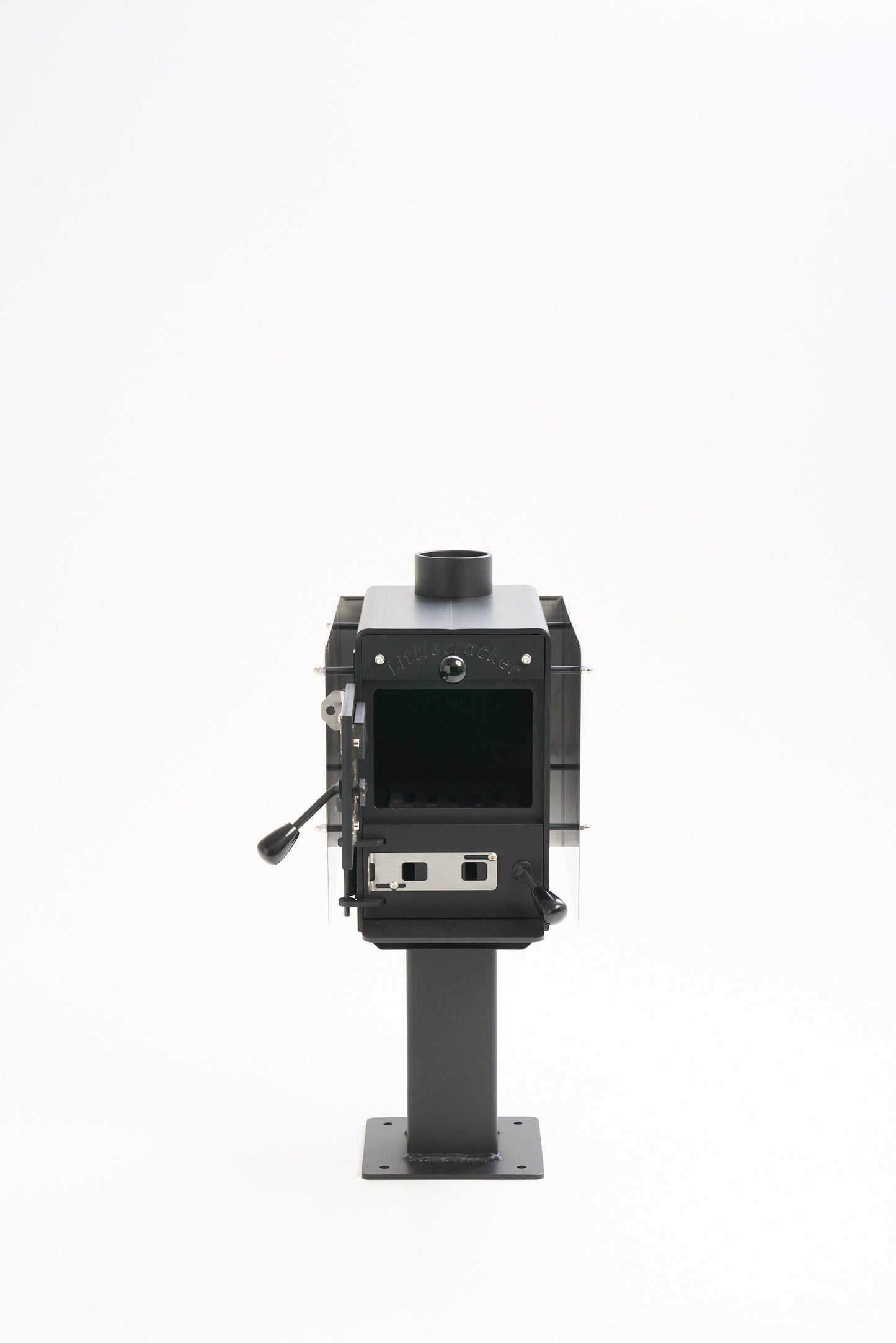 Little Cracker multi-fuel fire with 4M flue system, compact wood/coal burner.