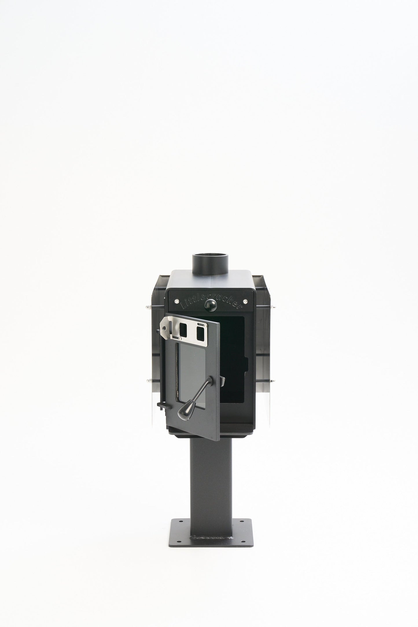 Little Cracker Woody with 2M flue system for motorhome, compact wood burner.