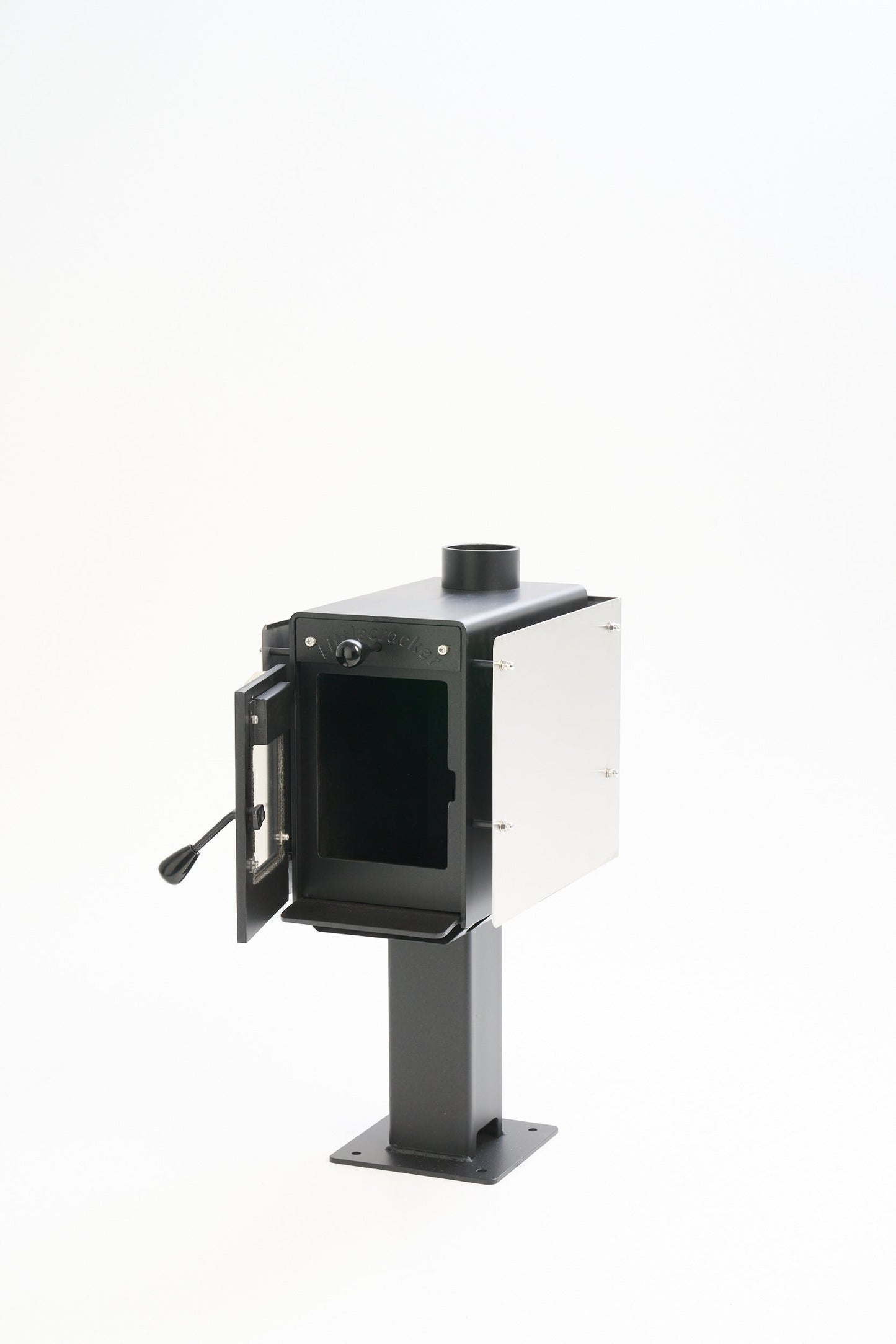 Little Cracker Woody wood burning heater for motorhome with 2M flue system.