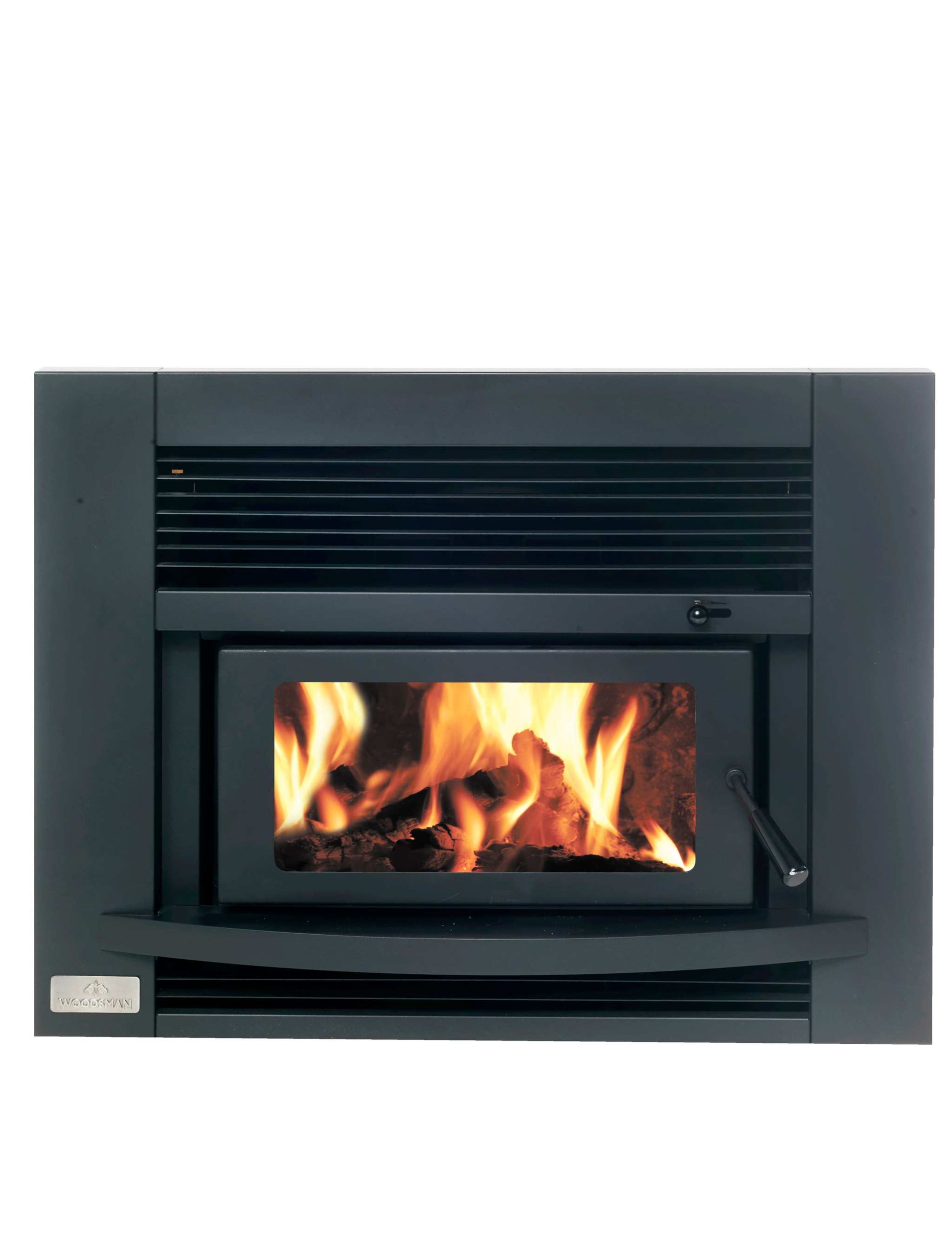 Woodsman Totara Insert Fire with sleek design and 4.2m flue system for efficient home heating.
