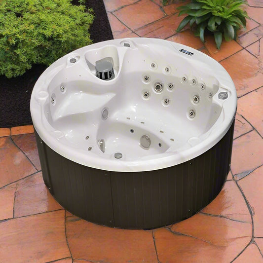 Sensation Lagoon hot tub with ergonomic seating and LED lighting for 7 adults.