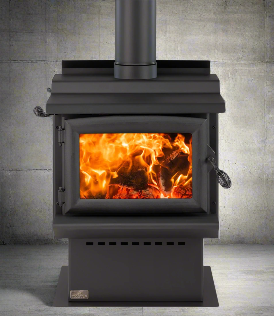Woodsman Tasman MKII wood burner with wetback and 4.2m heatsaver flue system.
