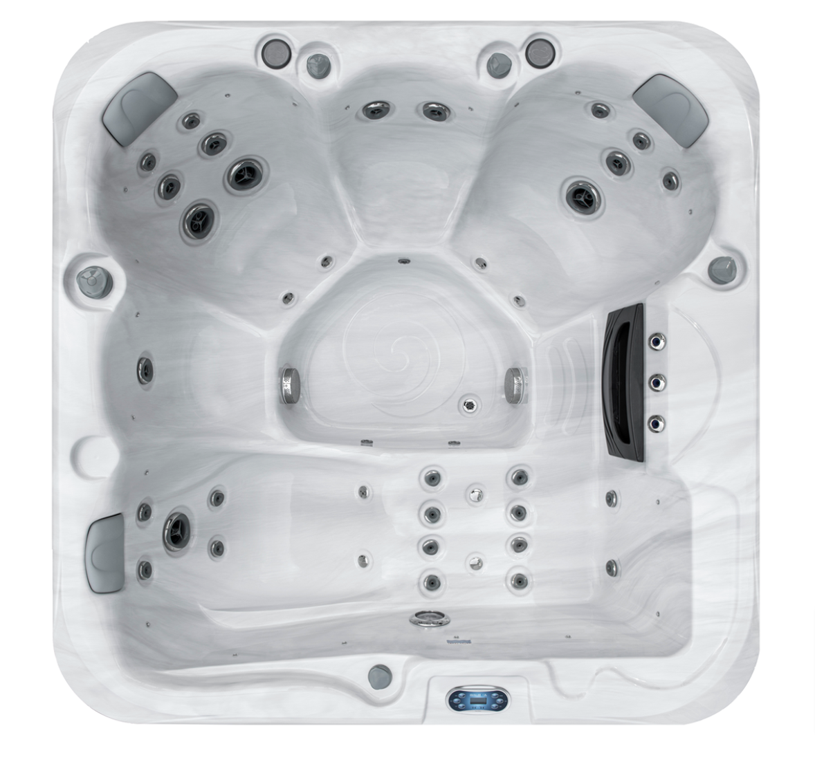 Sensation Oasis 6 person spa pool with multiple jets and ergonomic seating.