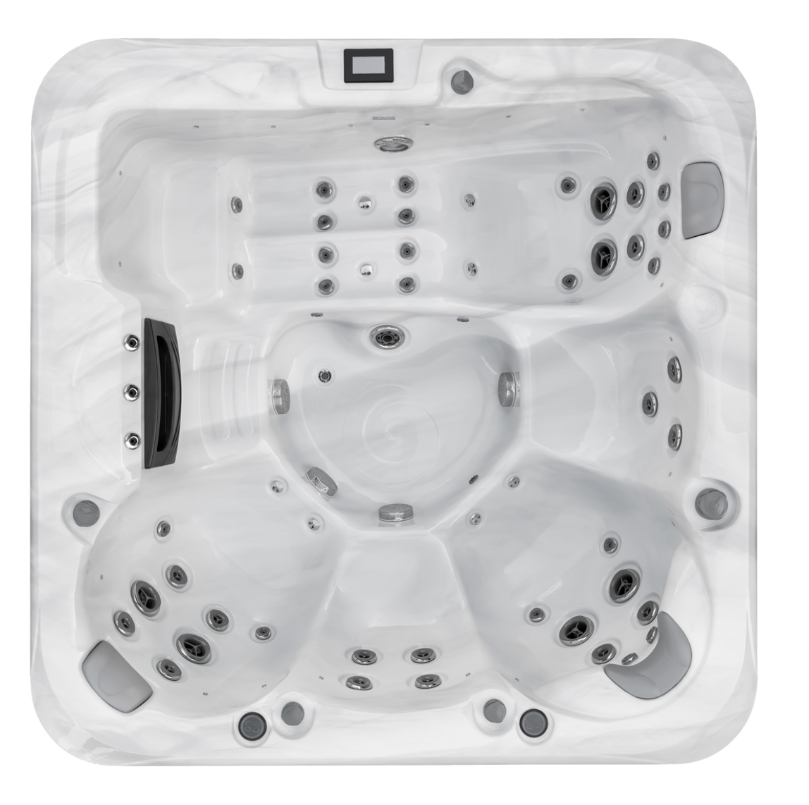6-person Sensation Paradise Pro spa pool with hydrotherapy jets and LED lighting.