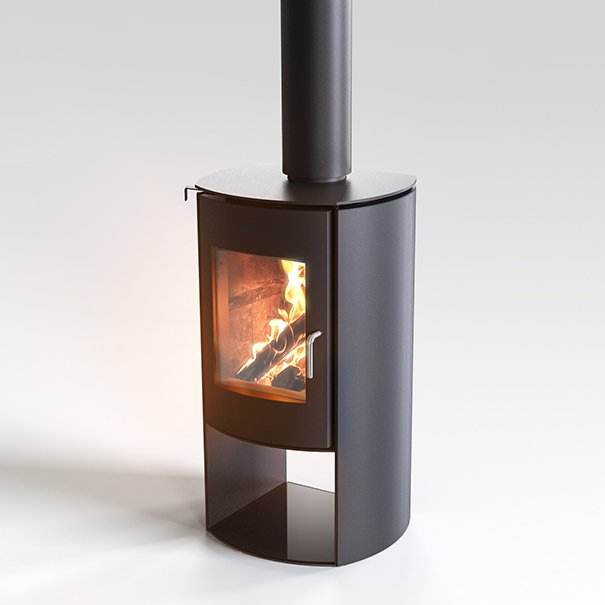 Nectre N65 clean air wood burner with black metallic finish and ceramic glass door.