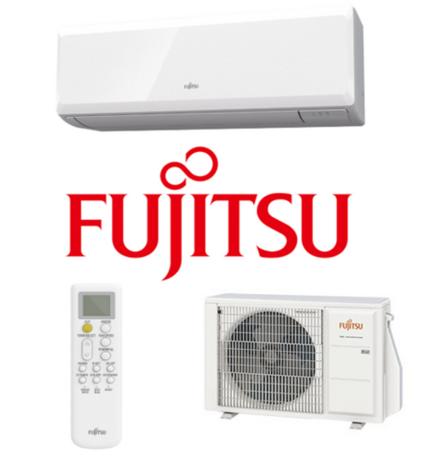 Fujitsu ASTH18KNTA 5.2kW air conditioner and heat pump with remote control and outdoor unit.