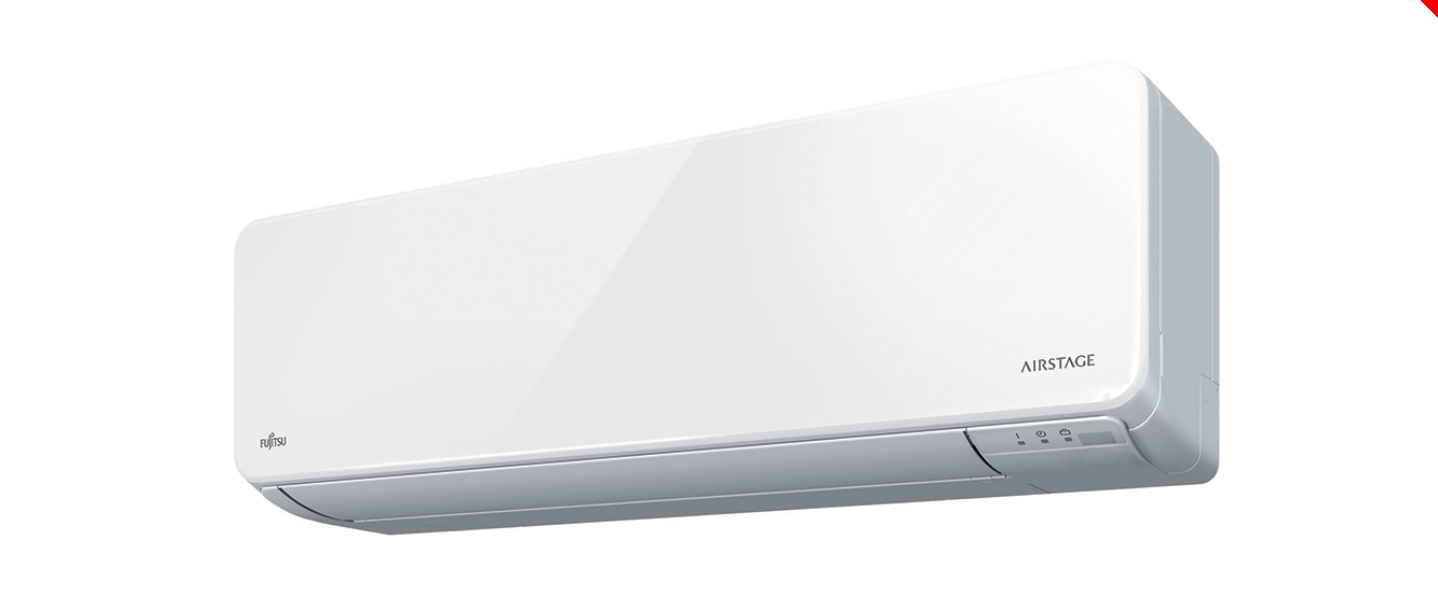 Fujitsu ASTH09KNCA 3.2KW wall-mounted air conditioner and heat pump with R32 refrigerant.