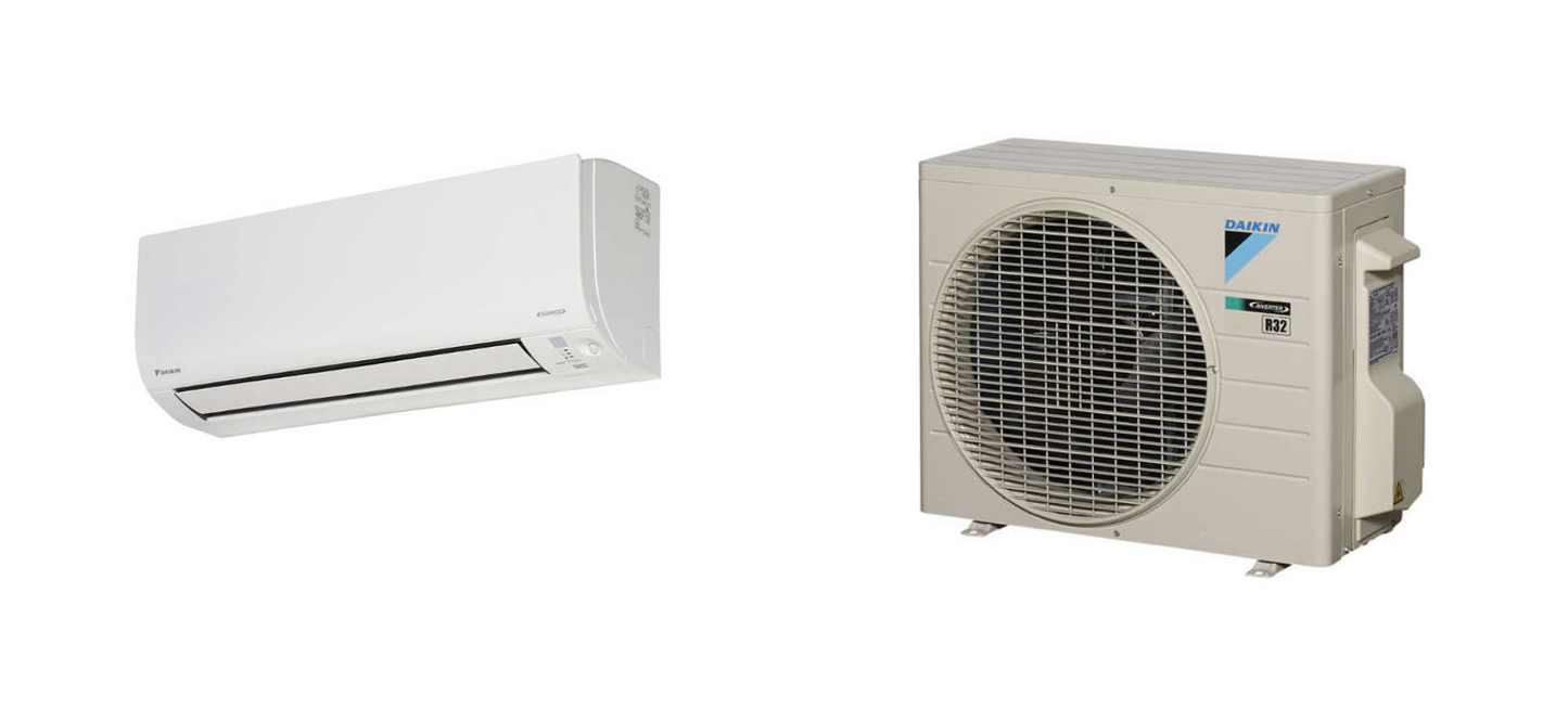 Daikin Cora FTXV71UVMA 8kW Heat Pump/Air Conditioner with sleek white design.