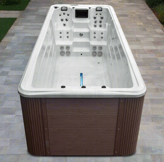 Sensation Delirium IV Pro 7.5m Swim Spa with spacious design and advanced hydrotherapy jets.