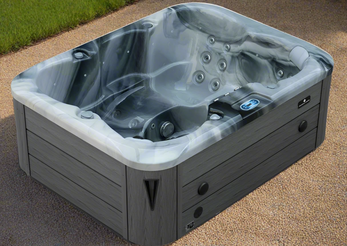 Sensation Azure 4 Person Spa Pool with hydrotherapy jets and user-friendly controls.