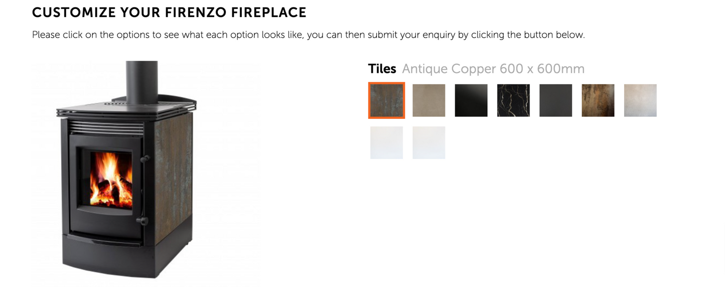 Firenzo Viking Wood Fire with Antique Copper Tile Customization Options.