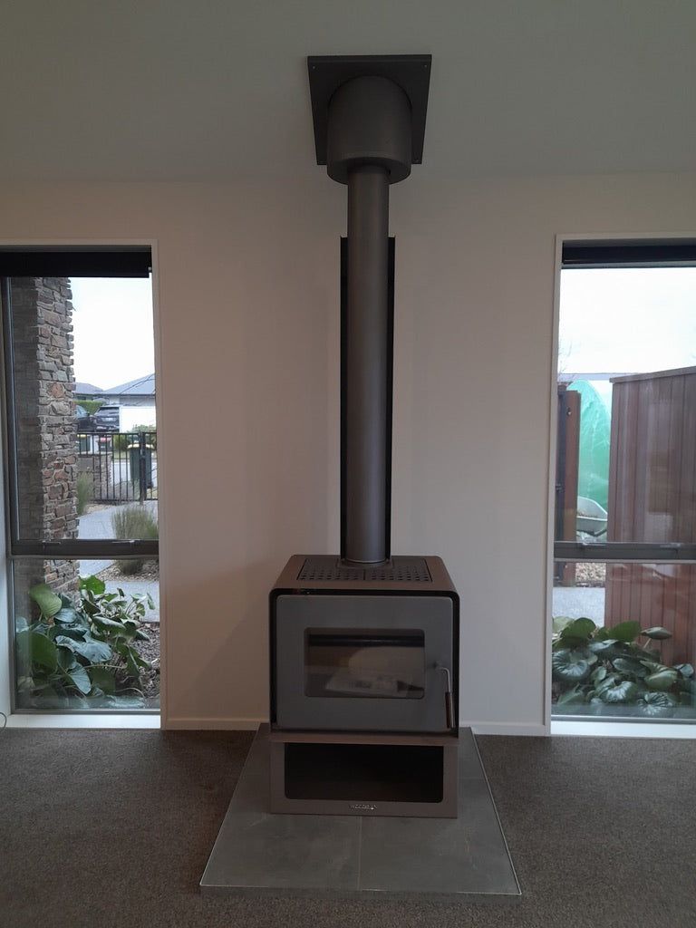 woodsman logburner brown flare woodbox