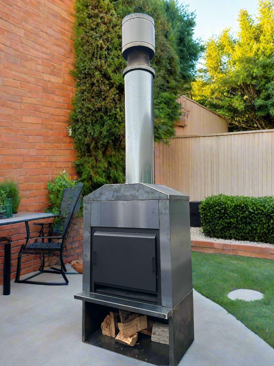 Onflame 900 Freestanding Corten Cab & 1.5m Flue System - Yourstore