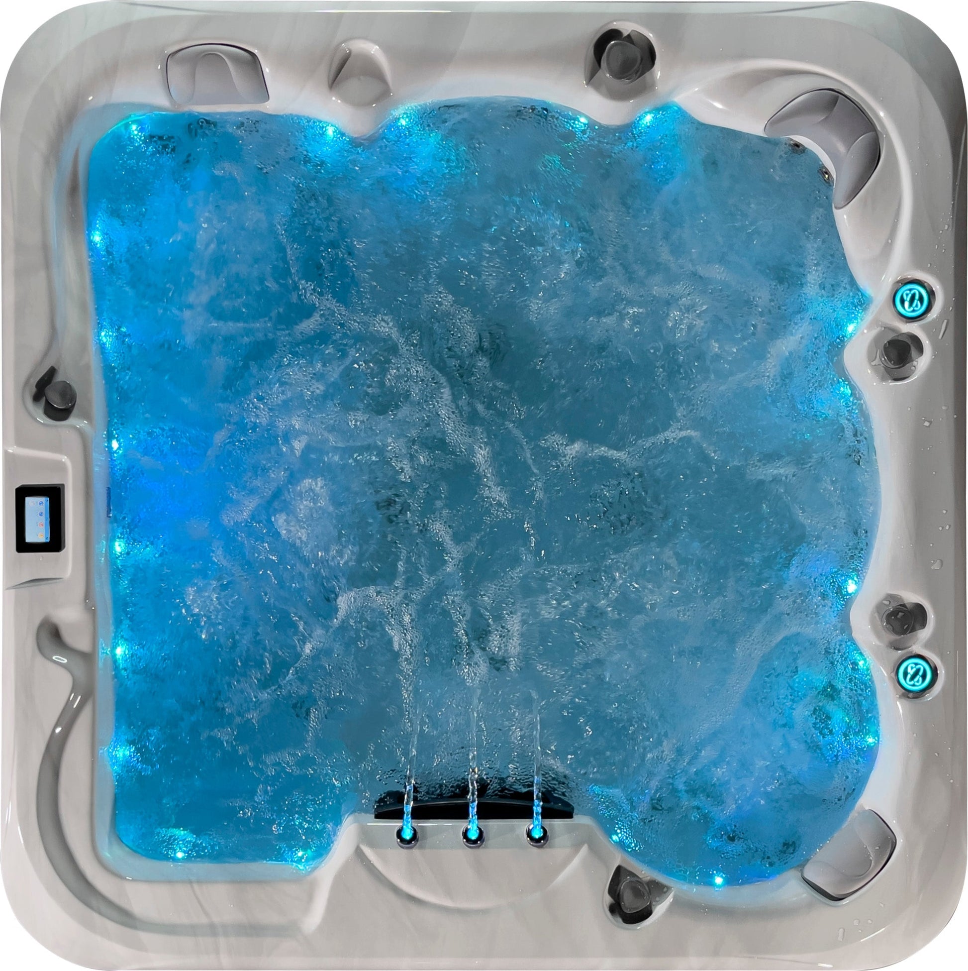 6-person spa pool with LED lighting and hydrotherapy jets for ultimate relaxation.