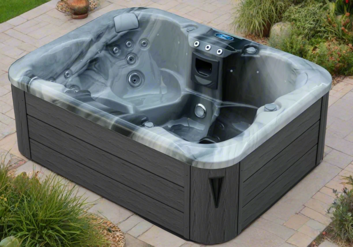Sensation Azure 4 Person Spa Pool with hydrotherapy jets and digital controls.