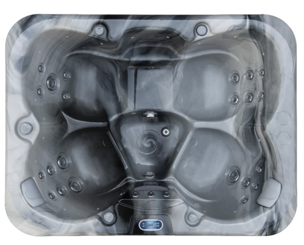 Sensation Azure Spa Pool seating for four with multiple jets and digital controls for personalized comfort and hydrotherapy.
