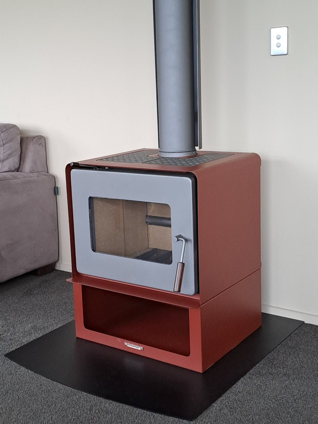 Woodsman Flare Wetback on Wood Box Base + HeatSaver Flue