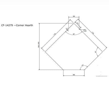 Woodsman 1150 x 1150 Black Steel Hearth for Corner