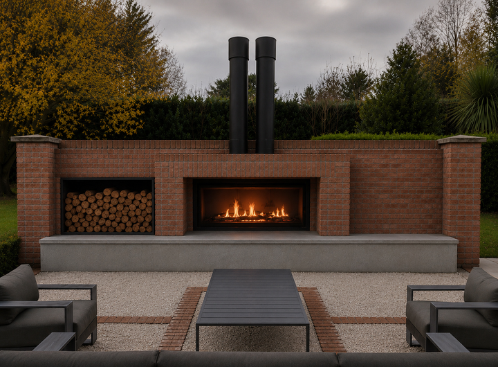 Onflame 1800 Insert Open Fireplace + 1.5m Twin Flue