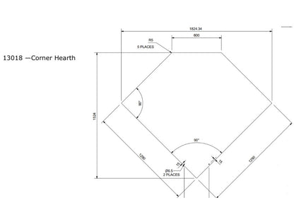 Woodsman 1290 x 1290 Black Steel Hearth for Corner