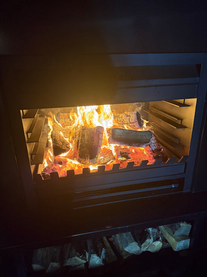 Onflame 900 - Freestanding in Corten Steel Cabinet Outdoor Open Fire & 1.5m Flue