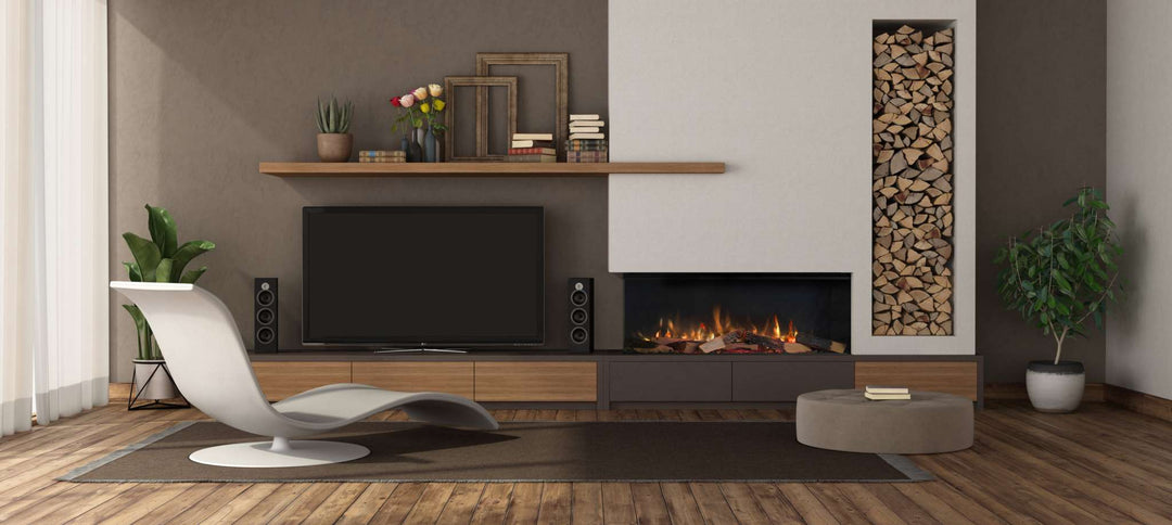 RINNAI ES 1000 Electric Fire with realistic flame effect in modern living room.