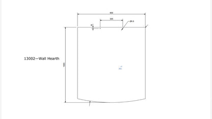 Woodsman 1000 deep x 900 wide Black Steel Hearth for Along Wall Position