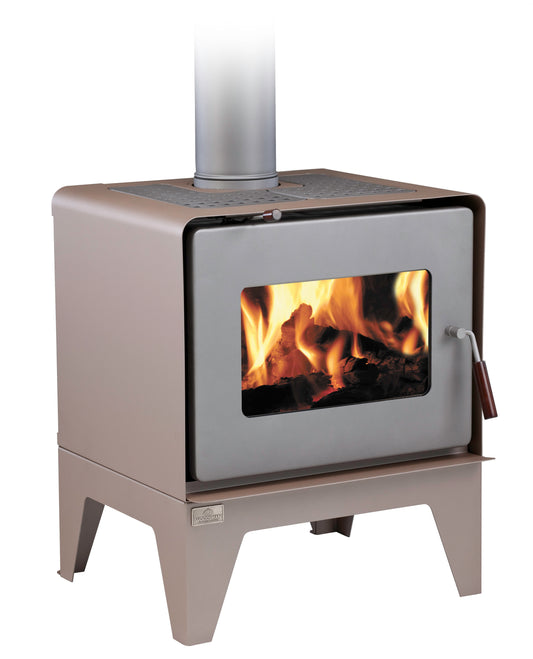 Woodsman Flare (Leg base) wood fire including genuine Woodsman Heatsaver 4.2m flue system and flue shield