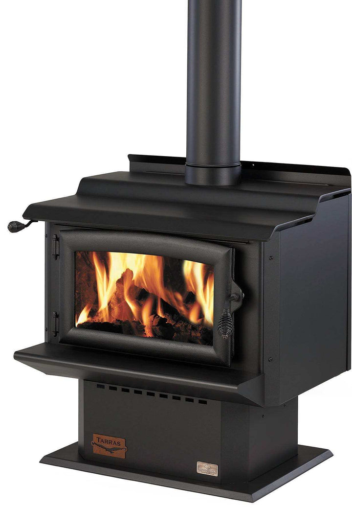 Woodsman Tarras MKIII indoor fireplace with wetback and 4.2m Heatsaver flue system.