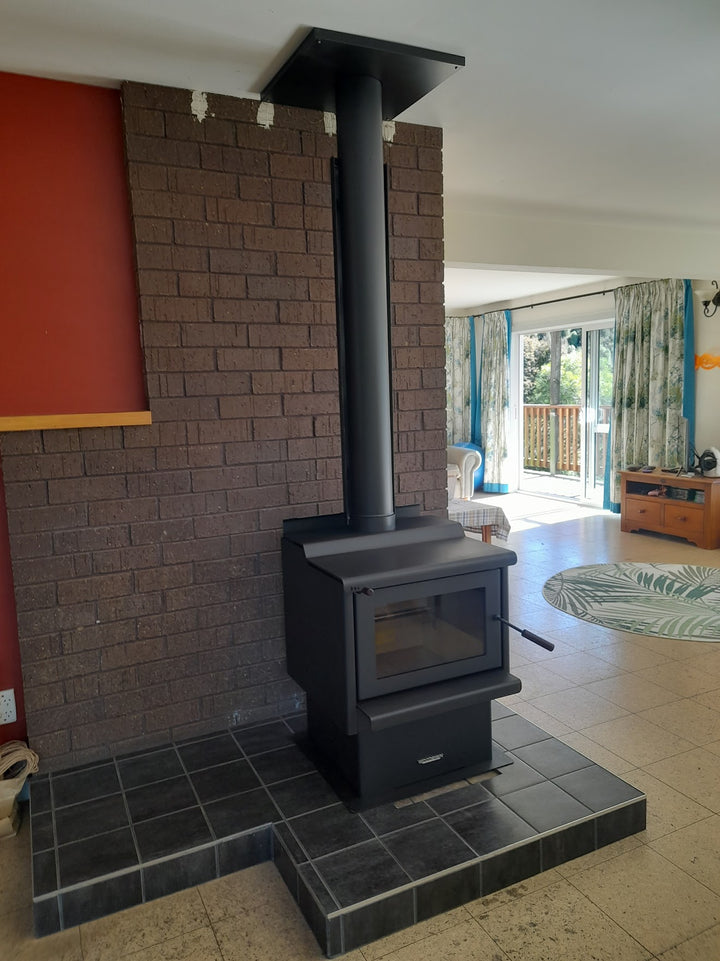 Woodsman Coleridge Rural Version Pedestal Fire with 4.2m HeatSaver Flue | NZ Made