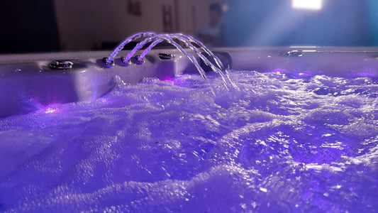 Sensation Euphoria 5.9m Pro Swim Spa with LED lights and water jets.