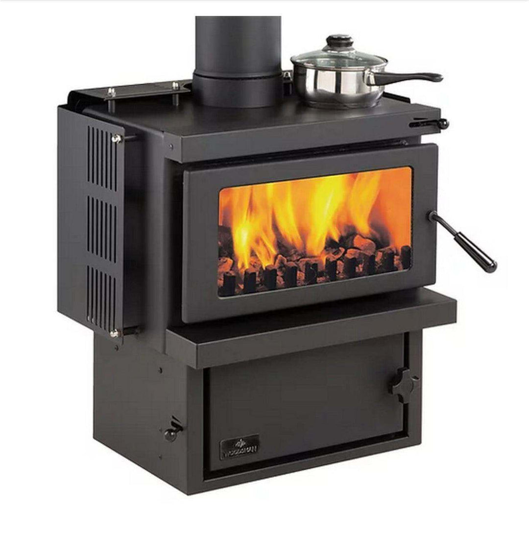 Woodsman RMF Multi-Fuel fire with cooktop and 4.2m flue system.