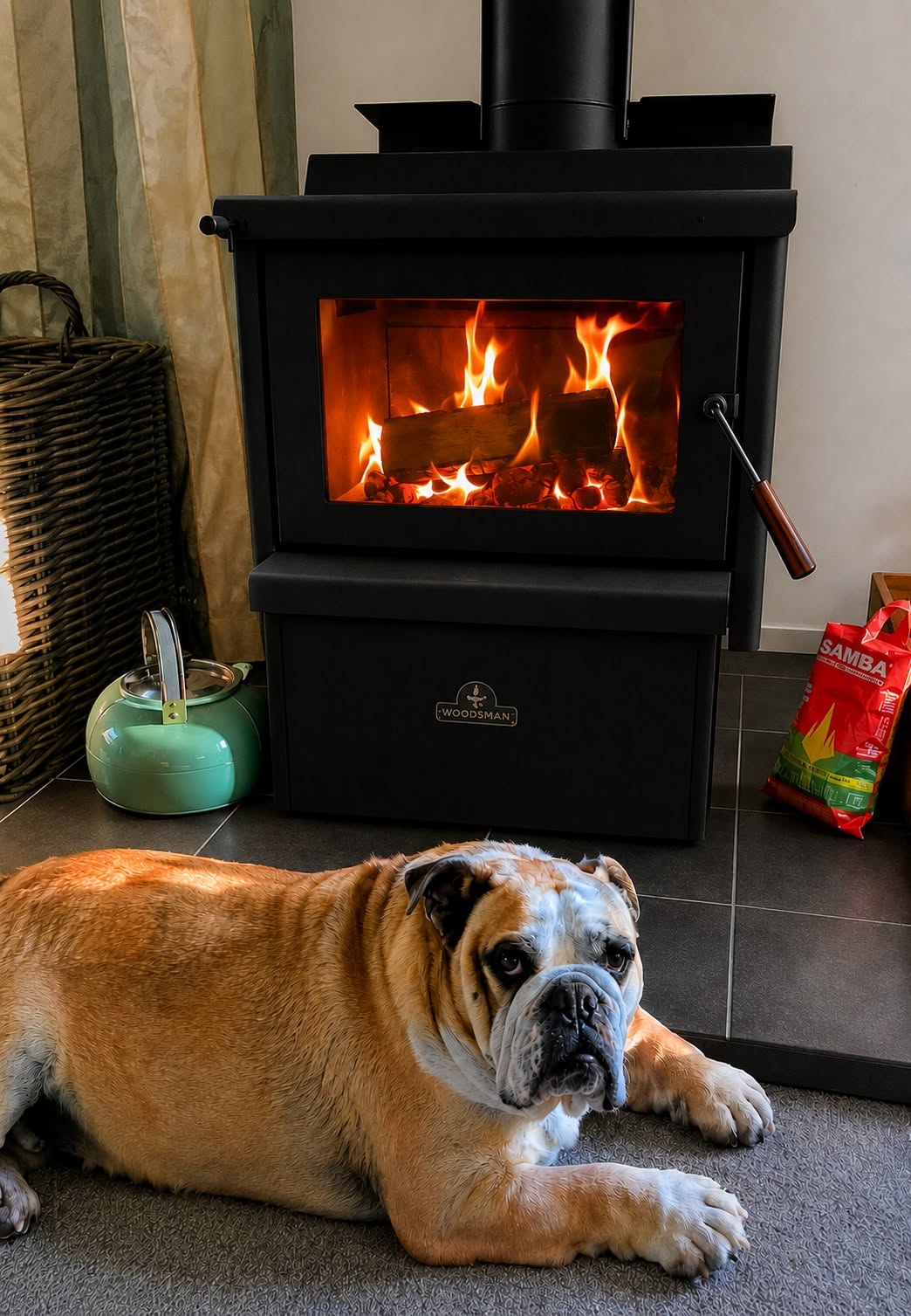 Woodsman Coleridge ULEB on Pedestal Base + HeatSaver Flue