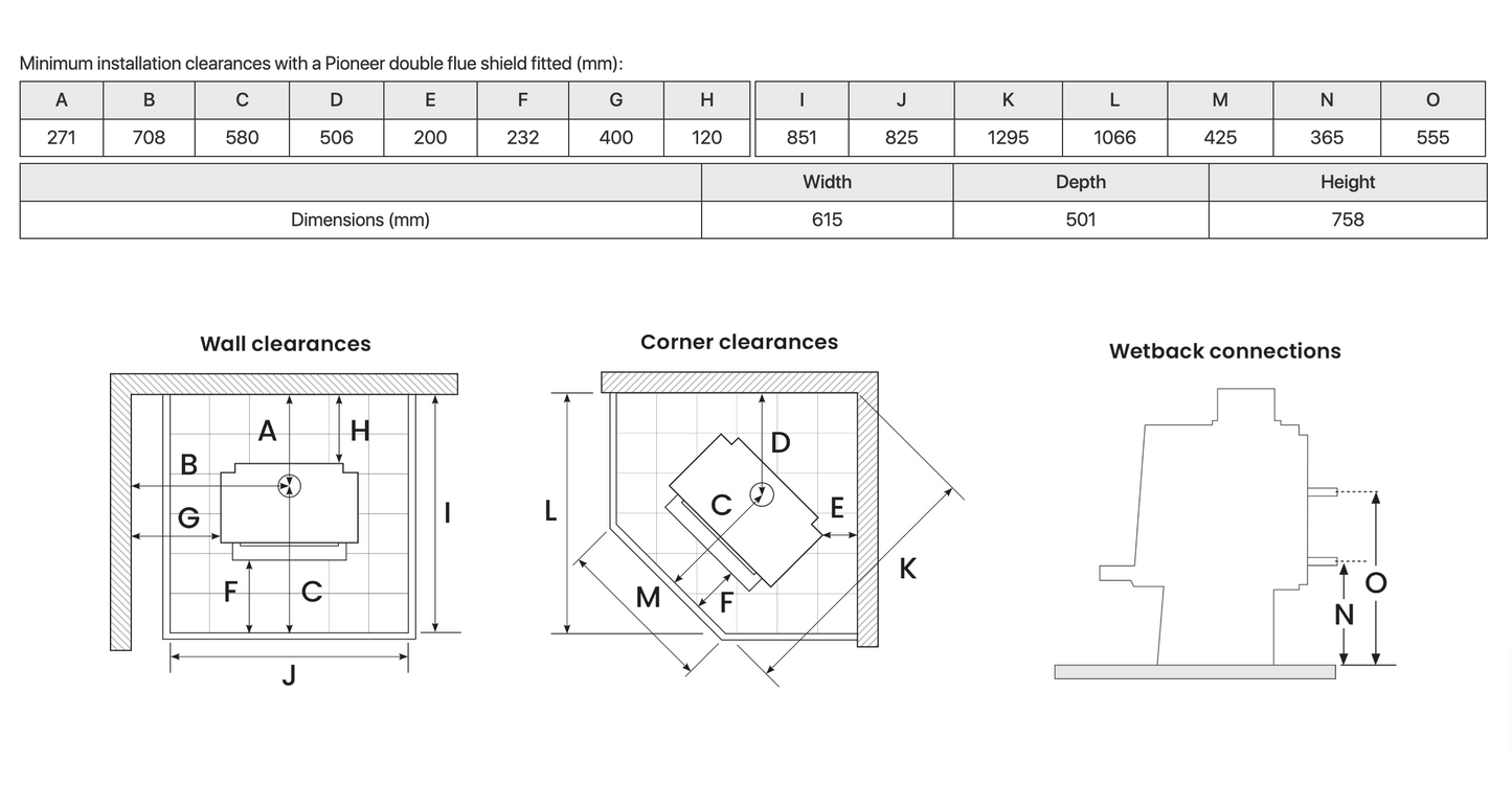 Metro LTD Wee Rad Woody and 4.2m Freestanding Flue Sys