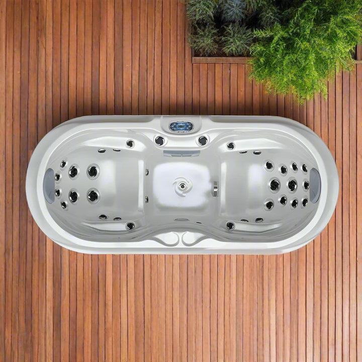 Sensation Moana 2 person spa pool with hydrotherapy jets and user-friendly controls.