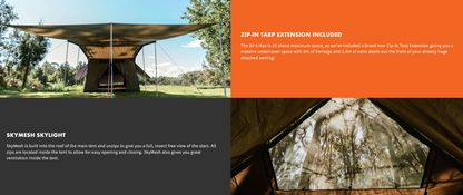 Oztent SV5 Max 3.5 x 2.5m with Zip In Tarp Extension