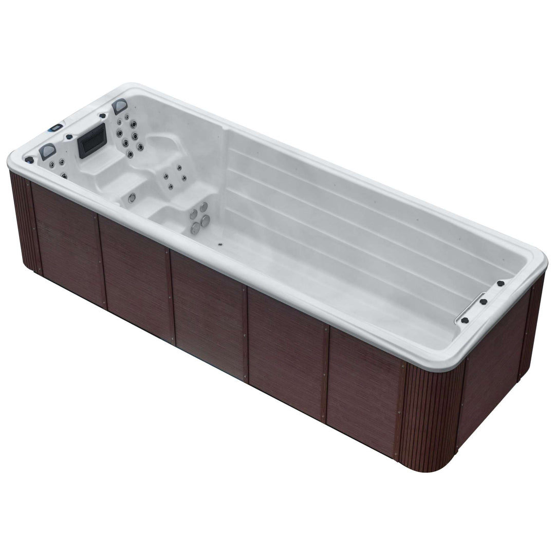 Sensation Delirium IV Pro 7.5m Swim Spa with powerful swim current and hydrotherapy jets.