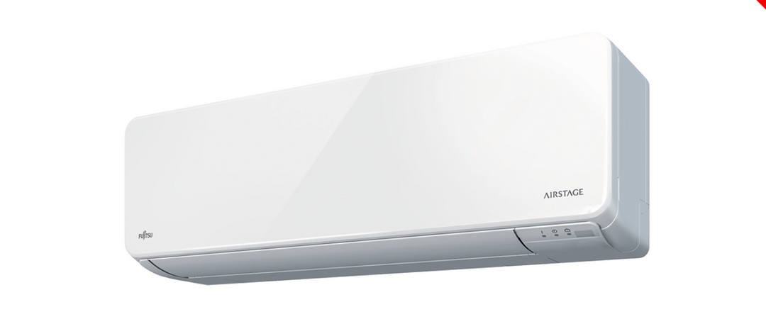 Fujitsu ASTH09KNCA 3.2KW wall-mounted air conditioner and heat pump with R32 refrigerant.