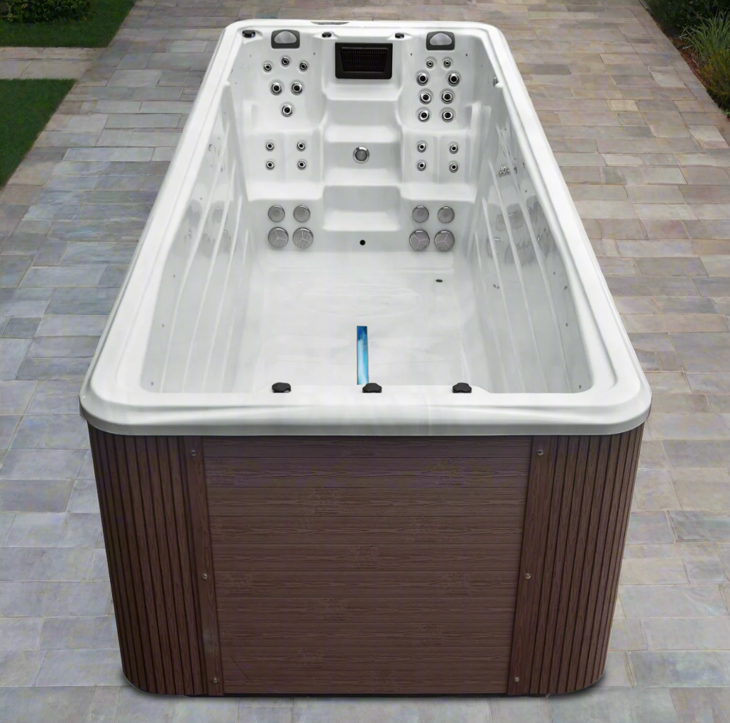 Sensation Delirium IV Pro 7.5m Swim Spa with spacious design and advanced hydrotherapy jets.