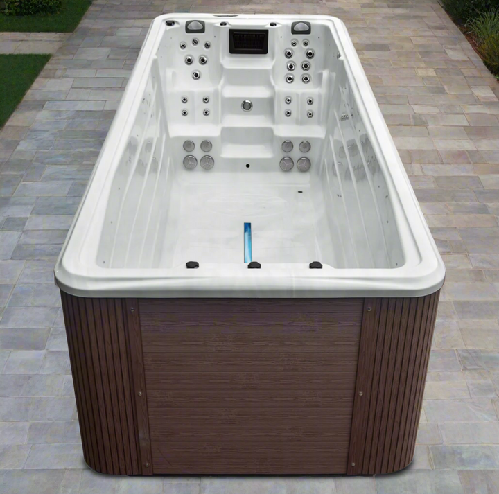 Sensation Delirium IV Pro 7.5m Swim Spa with spacious design and advanced hydrotherapy jets.