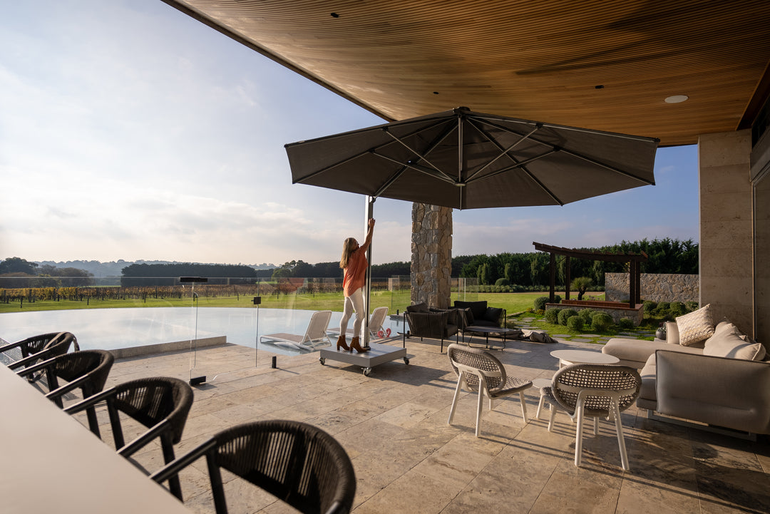 Shadowspec Serenity Cantilever Octagon Umbrella - Surface Plate or In-Ground