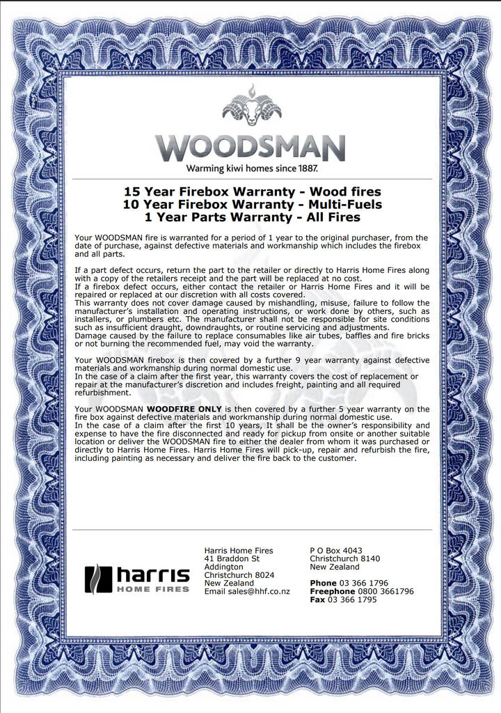 Woodsman Coleridge ULEB Leg Base Fire – (Fire Only) | NZ Made - Clean Air Approved