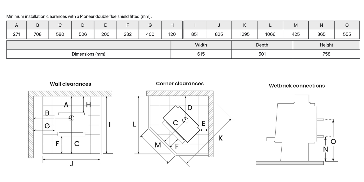 Metro Wee Rad Woody and 4.2m Freestanding Flue Sys