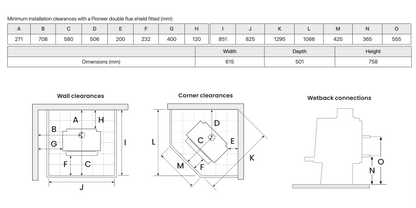 Metro Wee Rad Woody and 4.2m Freestanding Flue Sys