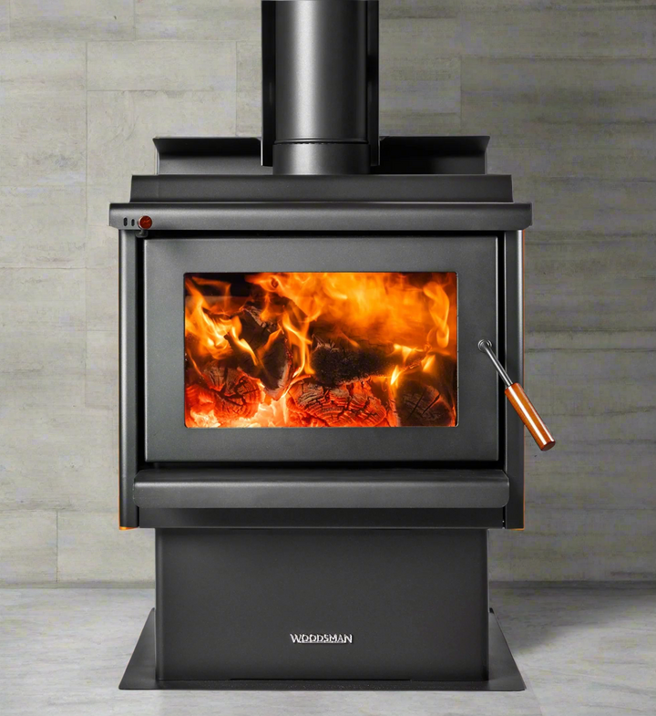 Woodsman Coleridge Pedestal Base fireplace with Heatsaver flue system.