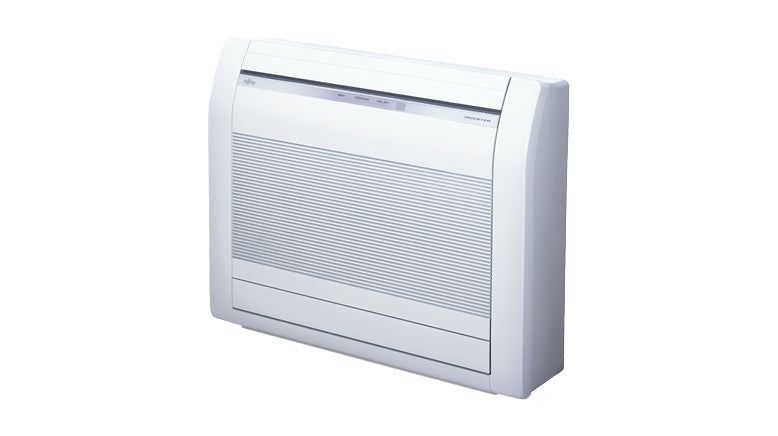 Fujitsu AGTG14KVCA floor console air conditioner and heat pump, slim design.