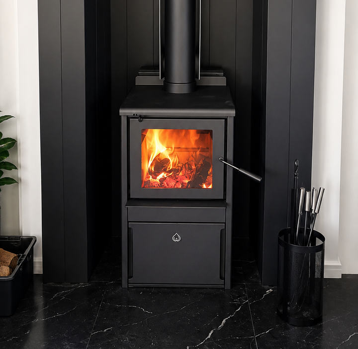 Woodsman Serene ULEB on Drawer Base + HeatSaver Flue