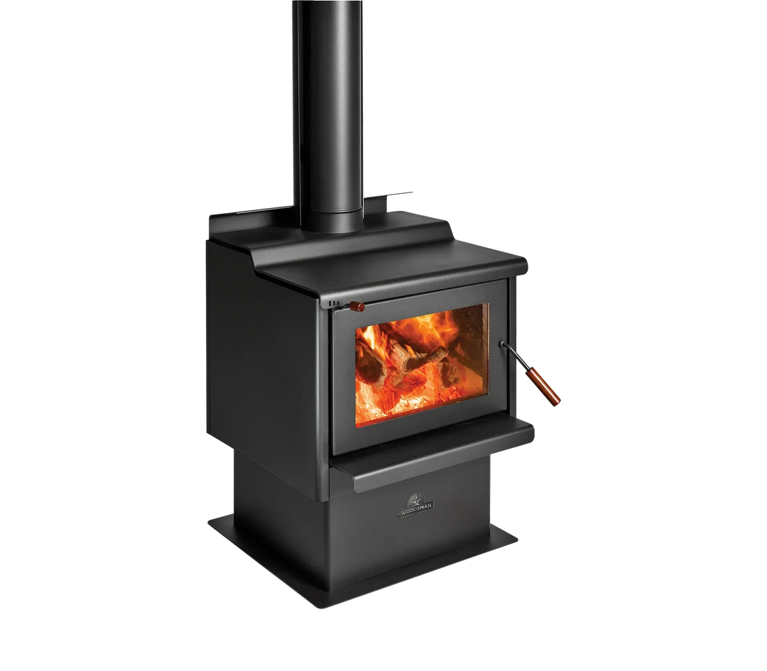 Woodsman Coleridge Rural Fireplace Pedestal Base + HeatSaver Flue