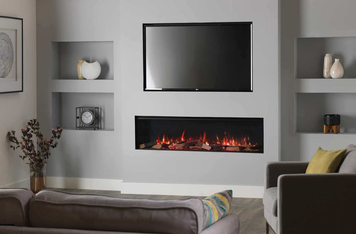 RINNAI ES 1500 Electric Fire in a modern living room setting with realistic flames.