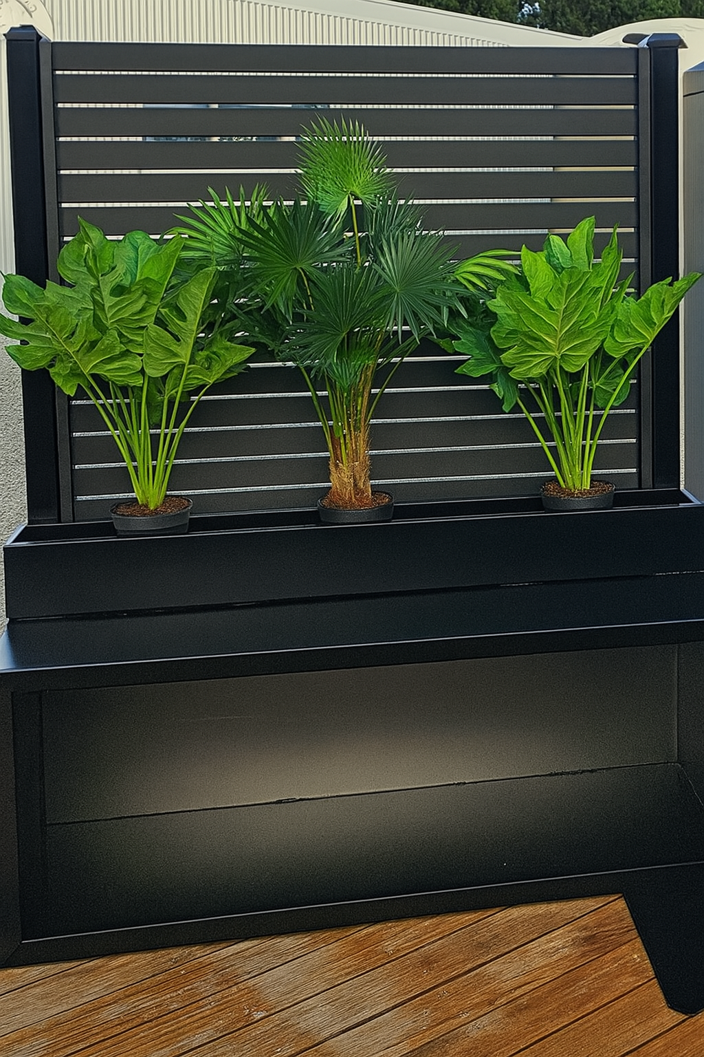 Onflame Side Wood Box with Screen &amp; Planter Box